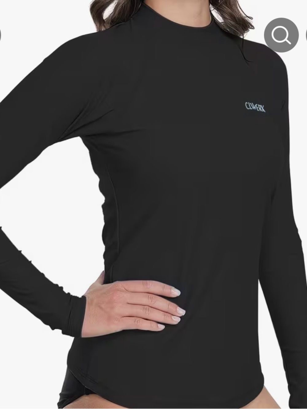 Women's Black Long Sleeve rash guard swim top